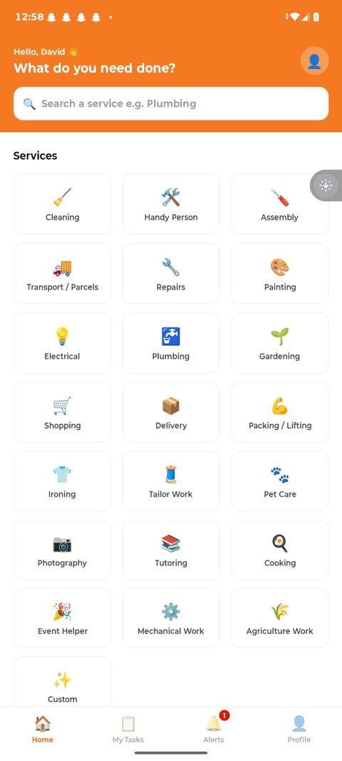 AbhiWork services screen